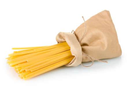 pasta in a bag isolated on whiteの写真素材