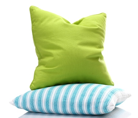 bright pillows isolated on whiteの写真素材