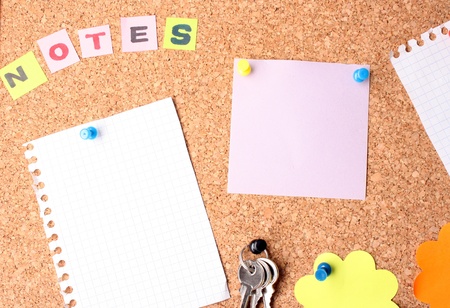 Cork board with notesの写真素材