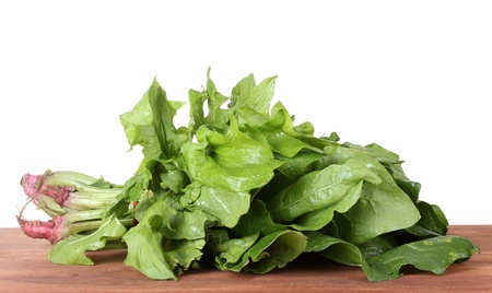 spinach on woodenの写真素材