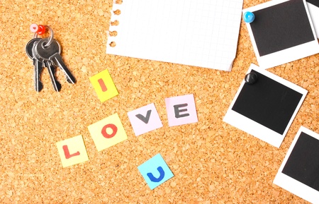 Cork board with notesの写真素材