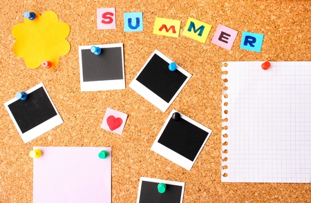 Cork board with notesの写真素材