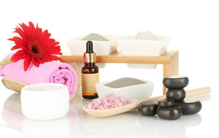 cosmetic clay for spa treatments on white backgroundの写真素材