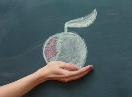 drawing on the blackboardの写真素材