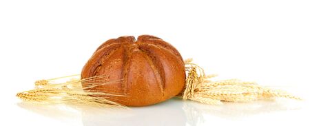 Homemade whole bread isolated on white background
