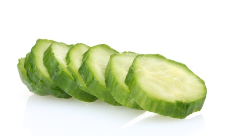 fresh cucumber isolated on whiteの写真素材