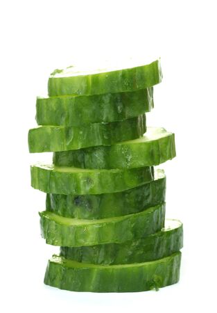 fresh cucumber isolated on whiteの写真素材