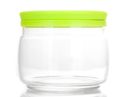 bright empty jar isolated on whiteの写真素材