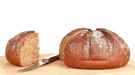 sliced bread on white background close-up