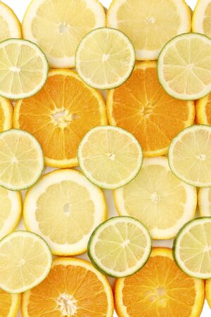Orange lime and lemon close upの写真素材