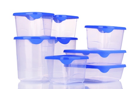 Plastic containers for food isolated on white