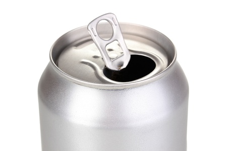 Open aluminum can isolated on white
