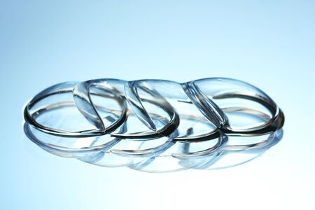 contact lenses, on blue backgroundの写真素材