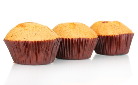 Fresh muffins isolated on whiteの写真素材