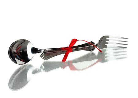 spoon and fork, isolated on white