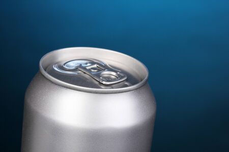 aluminum can on blue background