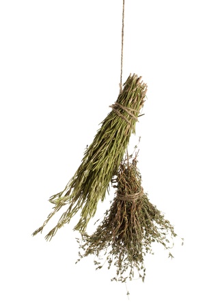 dried herbs, isolated on whiteの写真素材