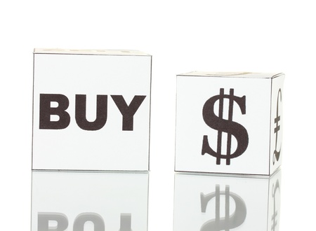 forex. currency in the white dices on white backgroundの写真素材