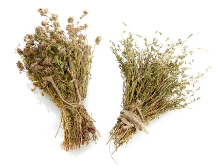 dried herbs, isolated on whiteの写真素材