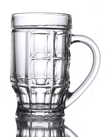 empty beer glass, isolated on whiteの写真素材
