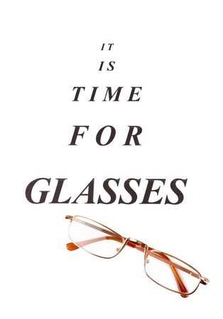 Eyesight test chart with glasses close-upの写真素材
