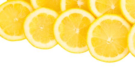 Lemon close up isolated on whiteの写真素材