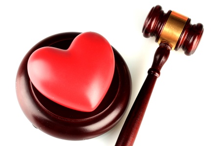 concept of broken heart because of divorce, isolated on whiteの写真素材