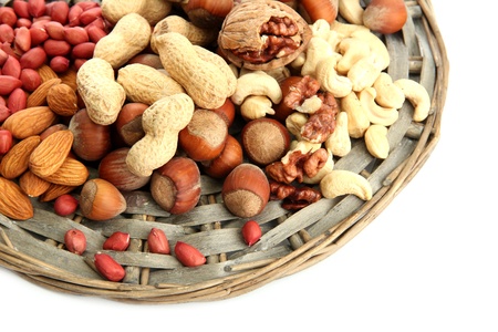 assortment of tasty nuts, isolated on white
