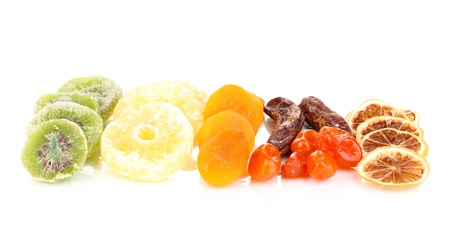Dried fruits isolated on whiteの写真素材