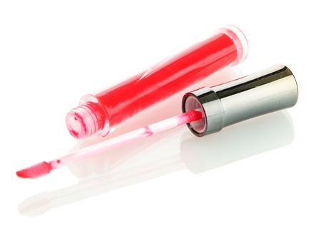 beautiful lip gloss, isolated on whiteの写真素材