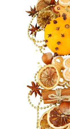 composition of christmas spices, isolated on whiteの写真素材