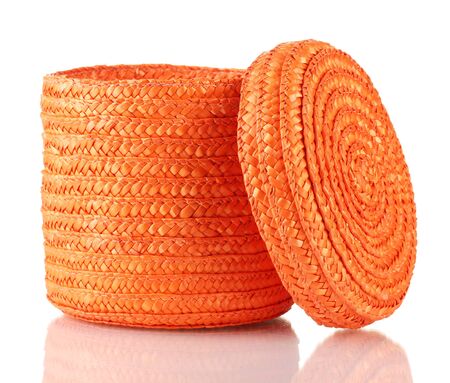 Wicker color box isolated on whiteの写真素材