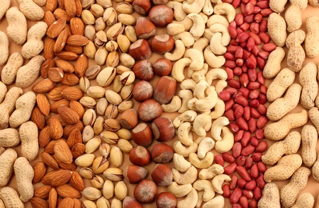 assortment of tasty nuts, close up