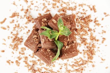 Chocolate crumb with mint close-up