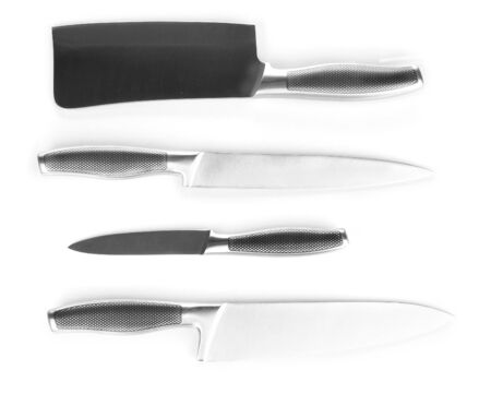 Set of knives isolated on whiteの写真素材