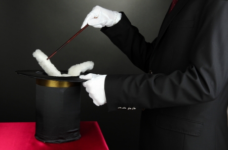 magician performance on dark backgroundの写真素材