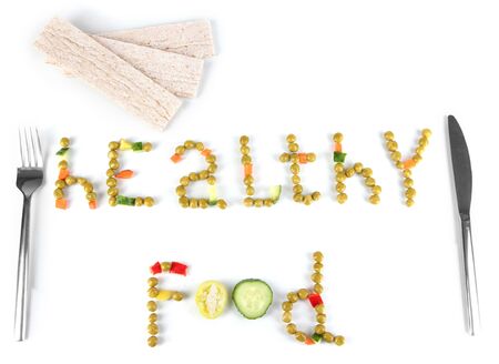 Healthy food isolated on whiteの写真素材