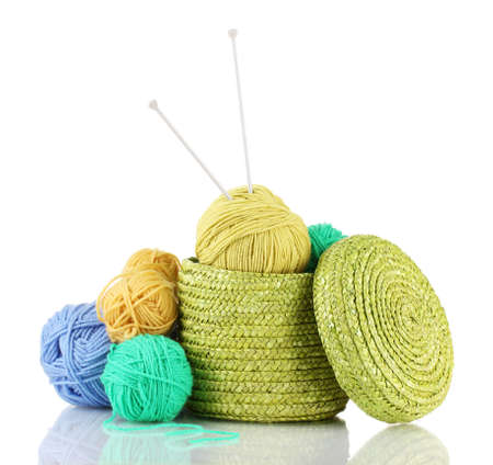 Wicker color box isolated on whiteの写真素材