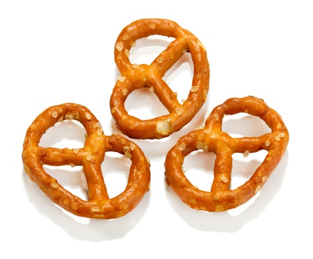 Tasty pretzels isolated on whiteの写真素材