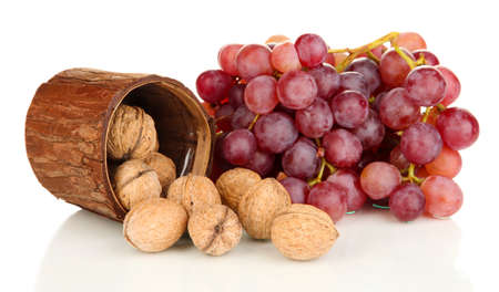 Grape with nuts isolated on whiteの写真素材