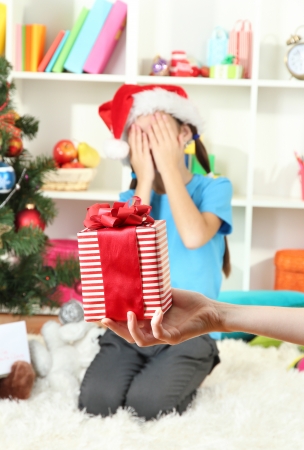 Christmas gift for little girlの写真素材