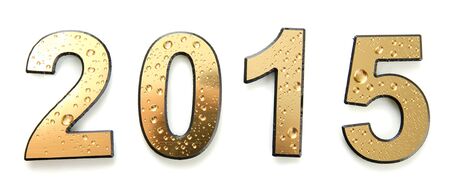 2015 in golden numbers, isolated on whiteの写真素材