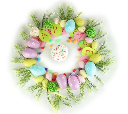 Circular composition for Easter isolated on white