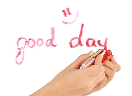 Inscription lipstick on mirrorの写真素材