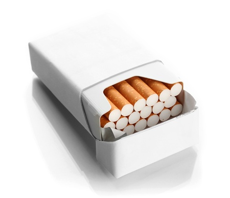 Box of cigarettes, isolated on a whiteの写真素材