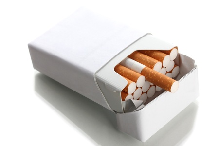 Box of cigarettes, isolated on a whiteの写真素材