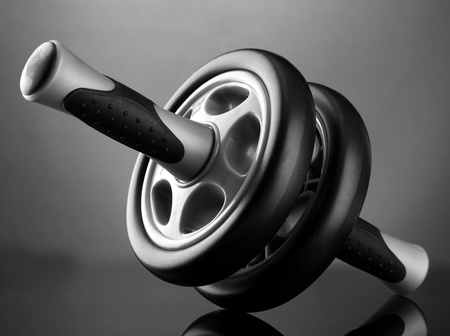 Sport equipment, on grey backgroundの写真素材