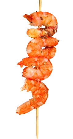 Grilled shrimp with spices  isolated on whiteの写真素材