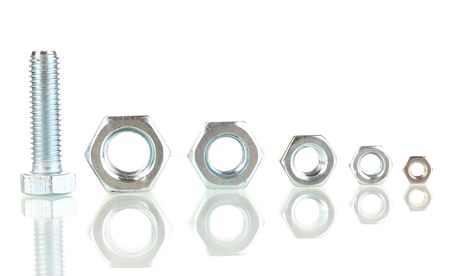 Bolts, screw nuts isolated on white