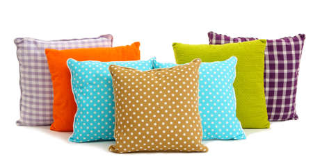 Colorful pillows isolated on whiteの写真素材